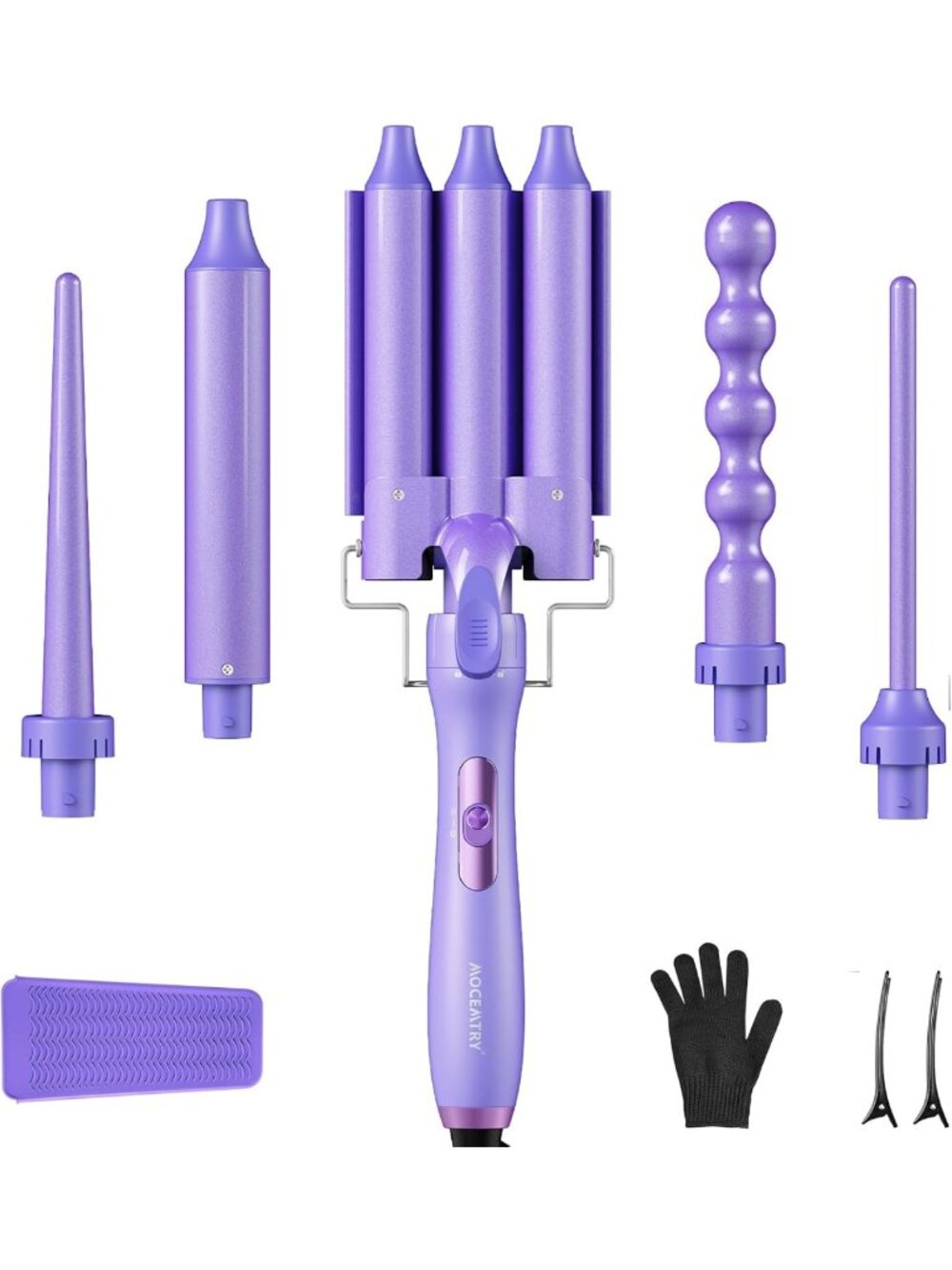 Versatile 5-in-1 Curling Wand Set | 3 Barrel Hair Crimper & Waver, Fast Heat-Up